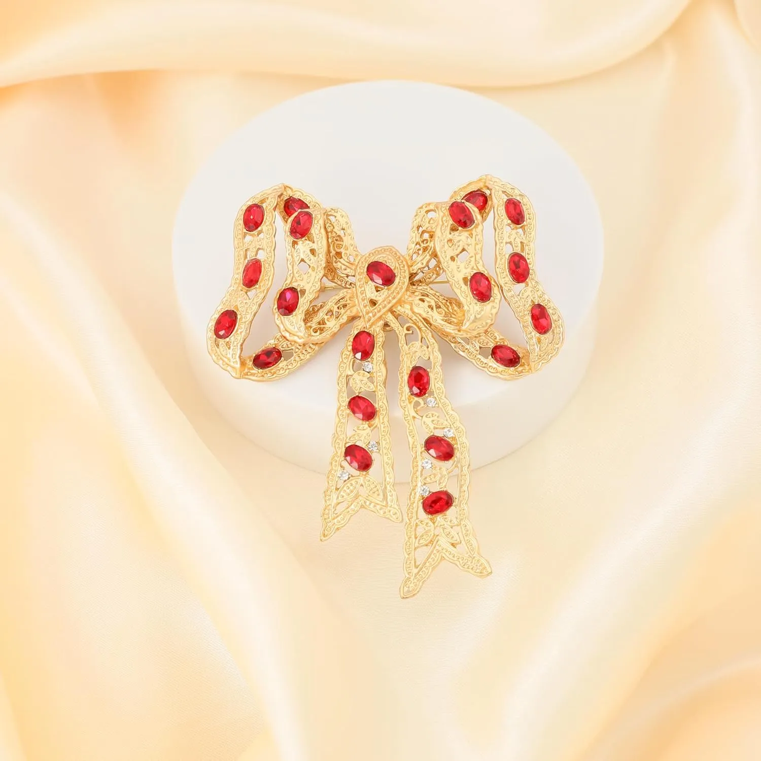 Rhinestone Bow Brooch Vintage Crystal Large Bowknot Brooches for Women Brooch Pin Wedding Fashion Jewelry Accessories,Women Gift