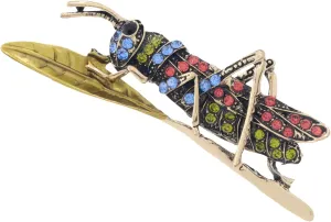 Rhinestone Grasshopper Brooch Pins for Women Men Vintage Cute Animal Insect Locust Green Leaf Brooch Lapel Pin Fashion Dress Accessories Father's Day Holiday Theme Party Jewelry