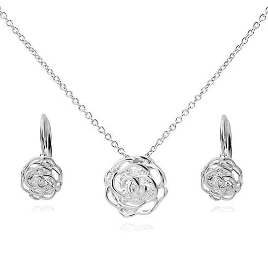 Rose Is A Rose Pendant And Chain 18kt Rose With 2ct CZ Bonus Free Earrings In White Yellow And Rose Gold Field