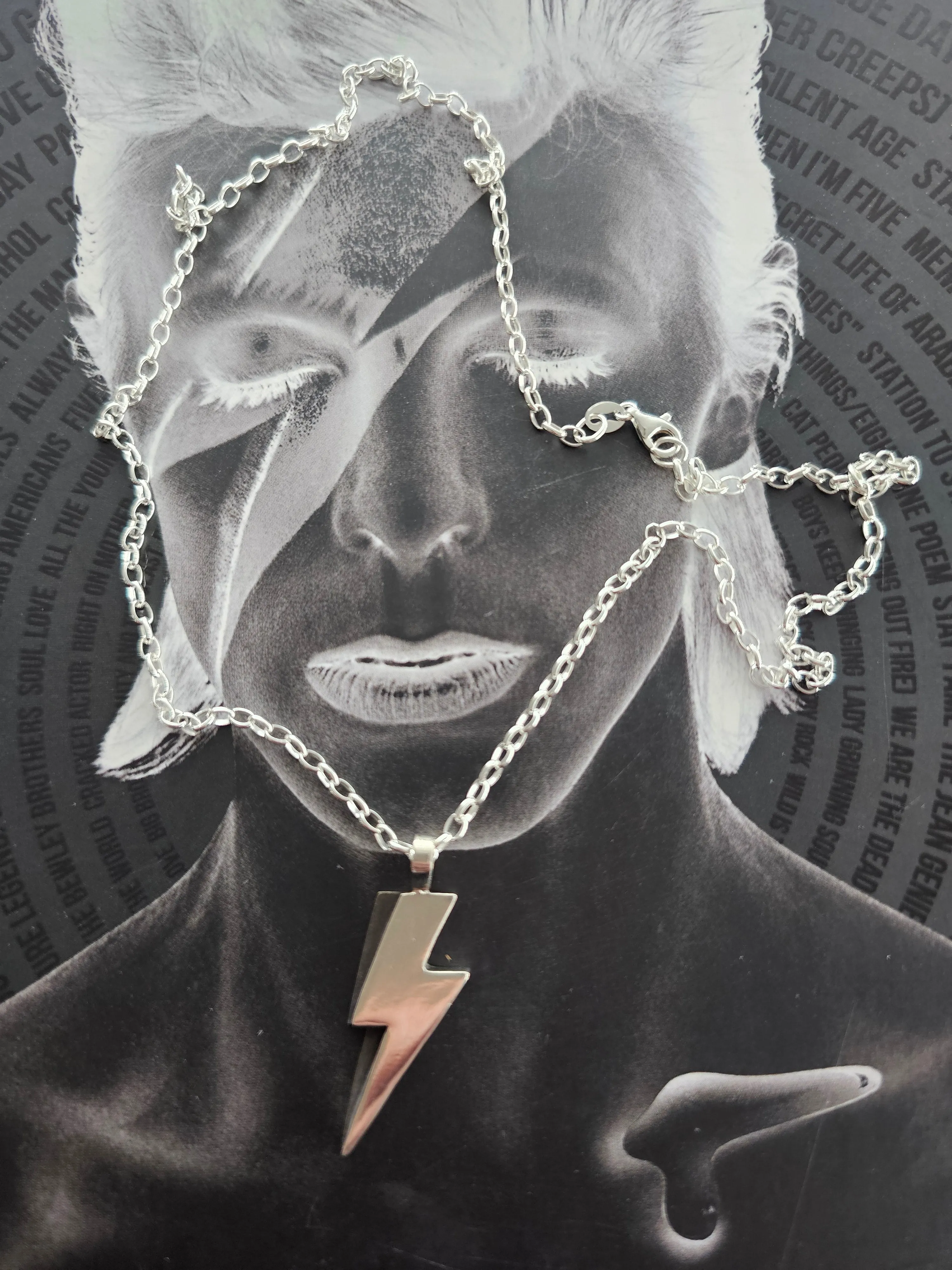Silver Bowie Bolt Necklace