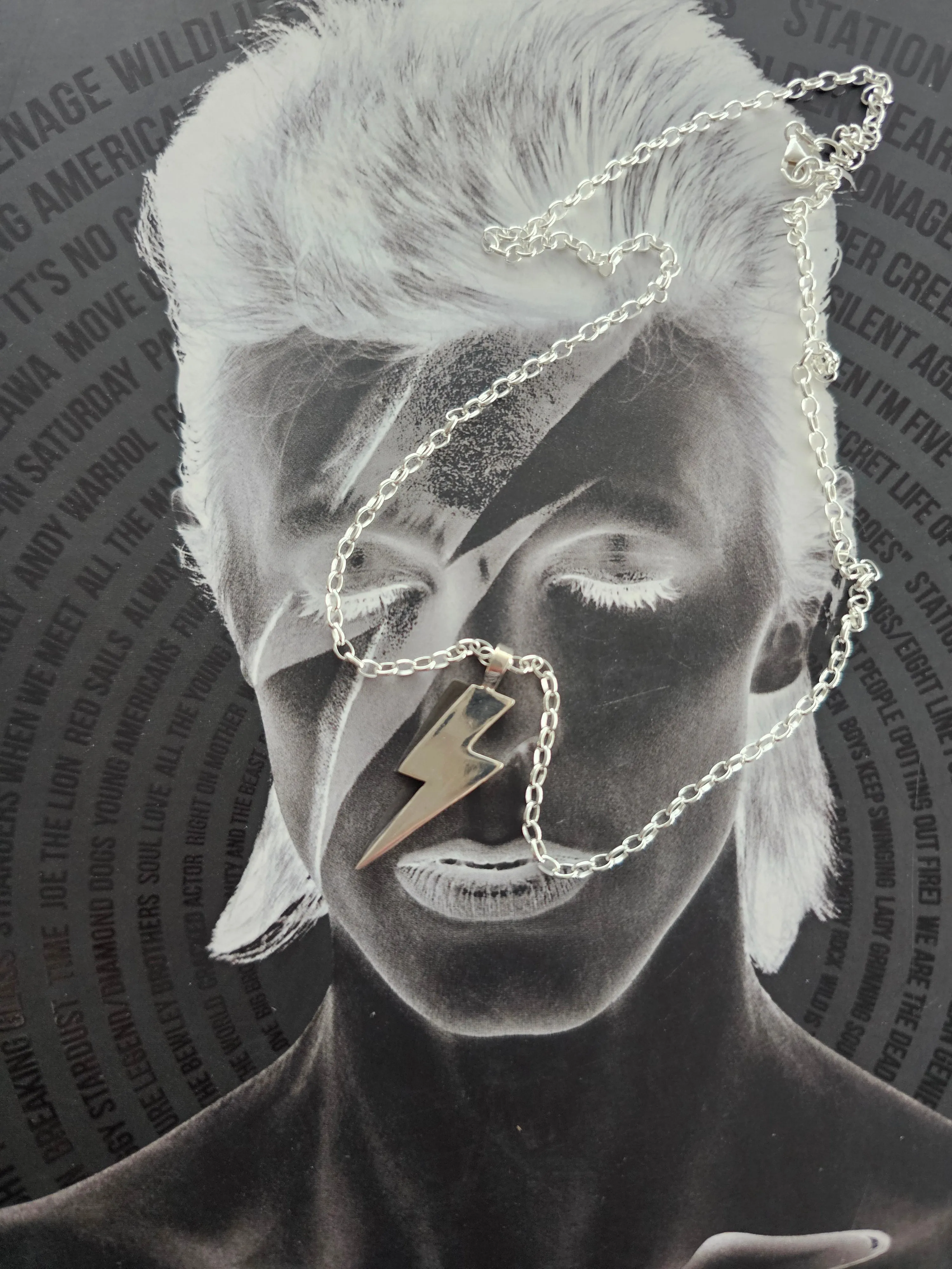 Silver Bowie Bolt Necklace