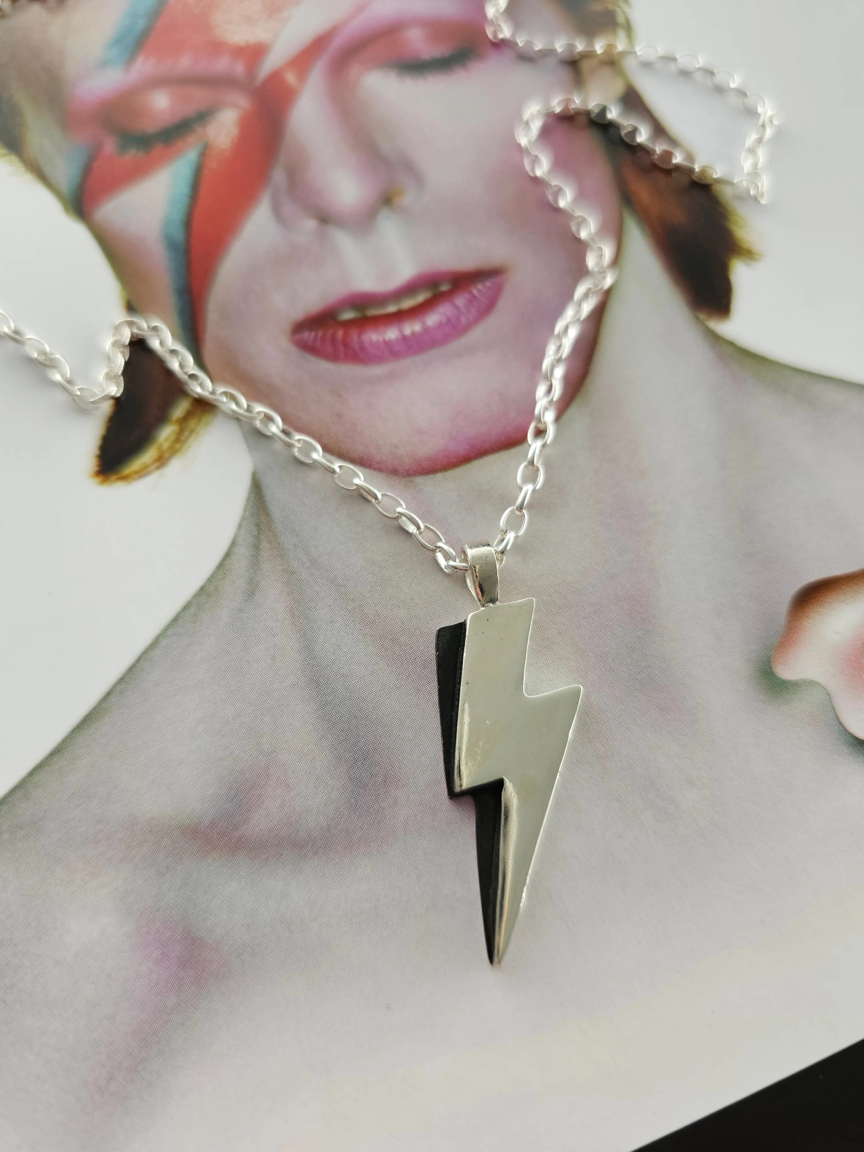 Silver Bowie Bolt Necklace