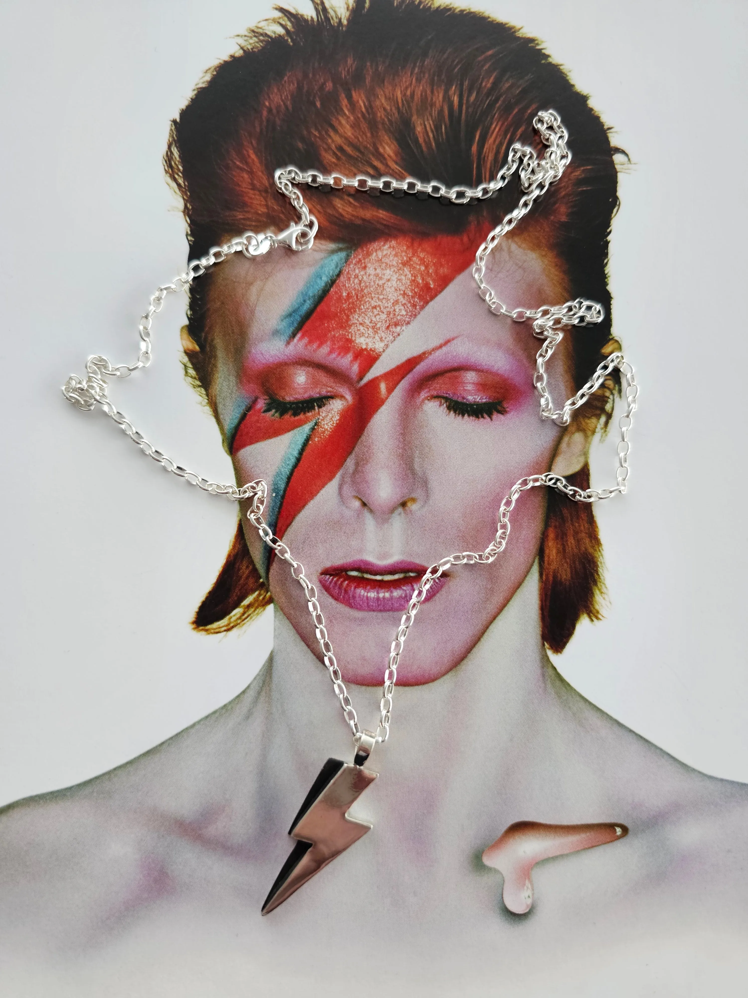 Silver Bowie Bolt Necklace