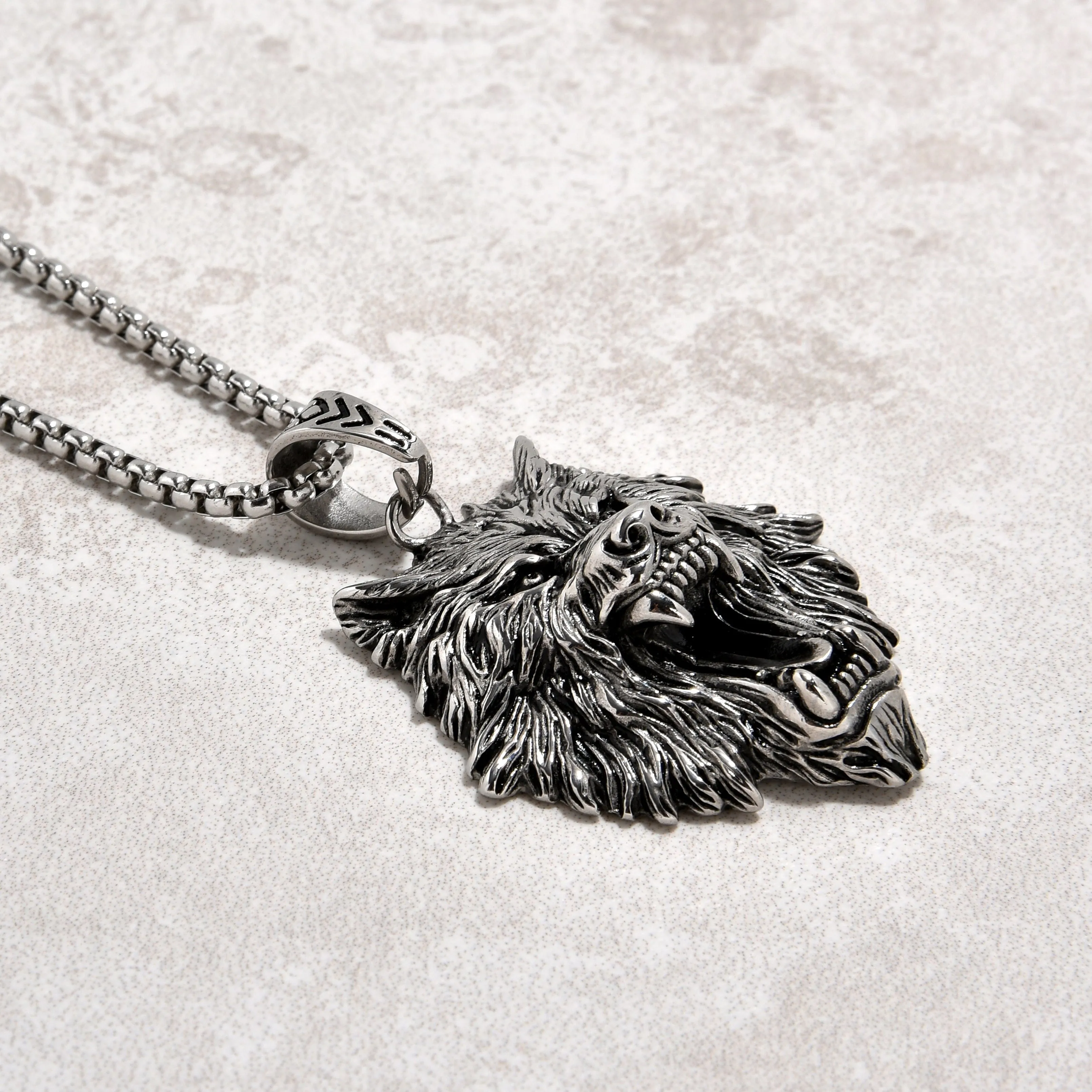Silver Wolf Steel Hearts Necklace