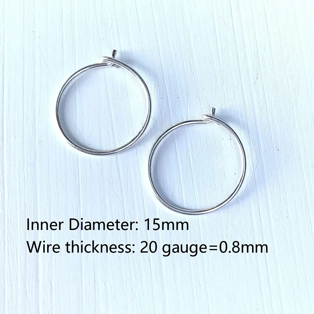 Small Sterling Silver Huggie Hoop Earrings for Women Thin Lightweight 15mm