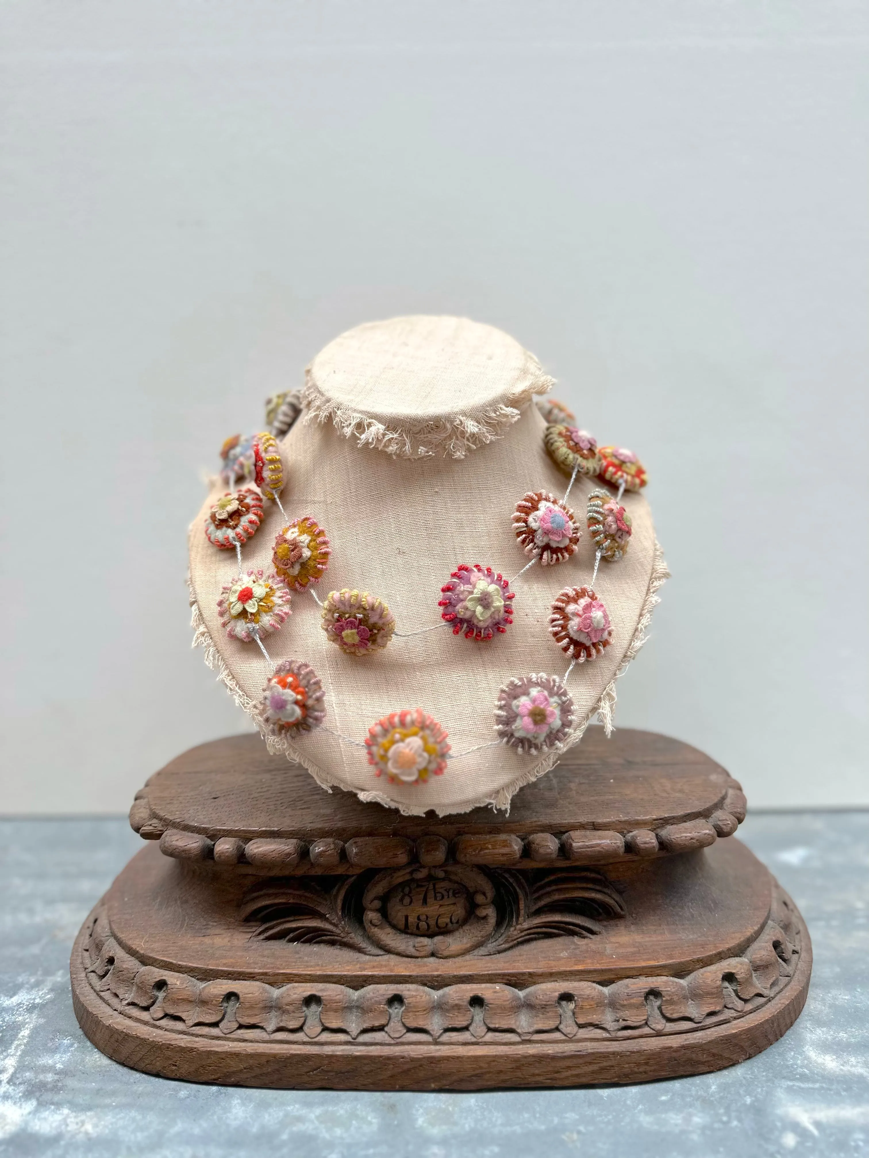 Sophie Digard Round Felt Flower Long Necklace
