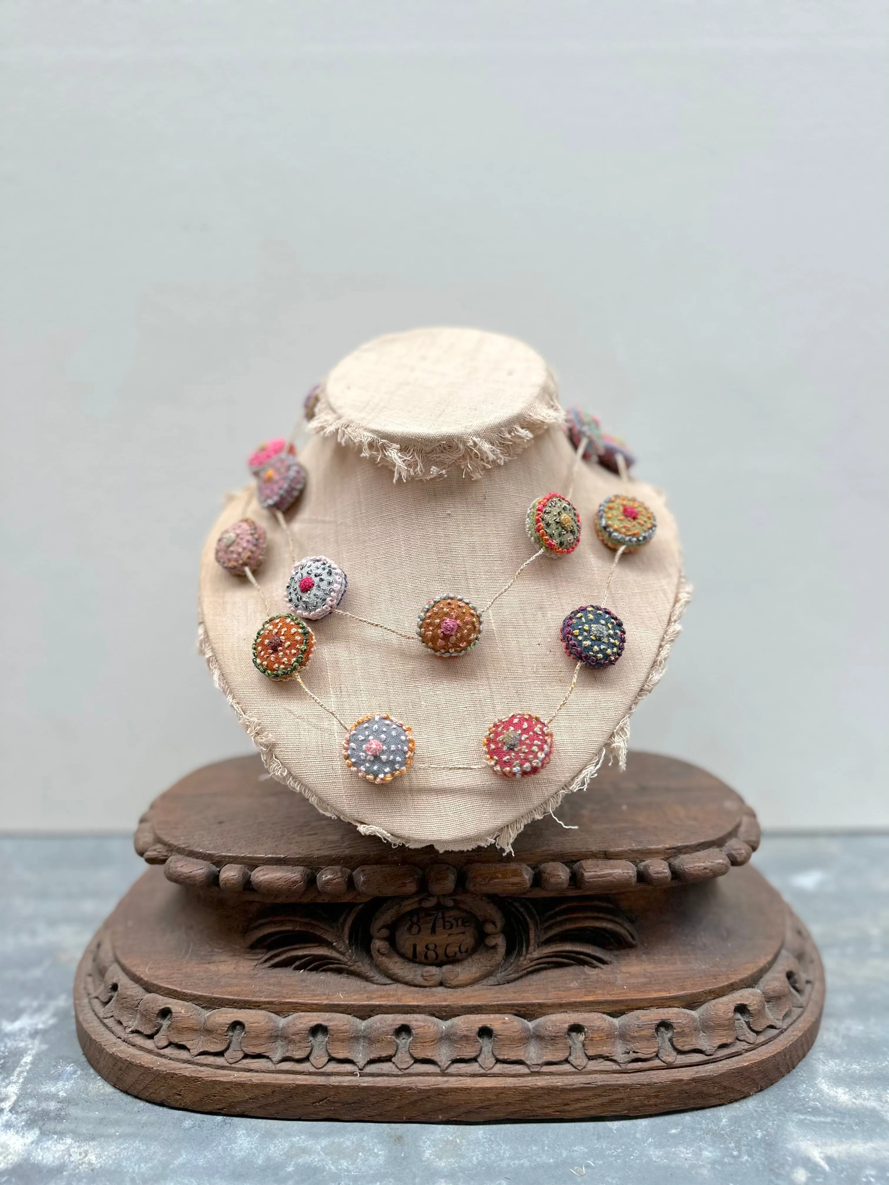 Sophie Digard Round Multi Bright Long Linen Necklace