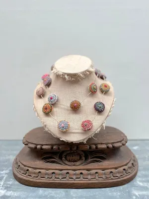 Sophie Digard Round Multi Bright Long Linen Necklace