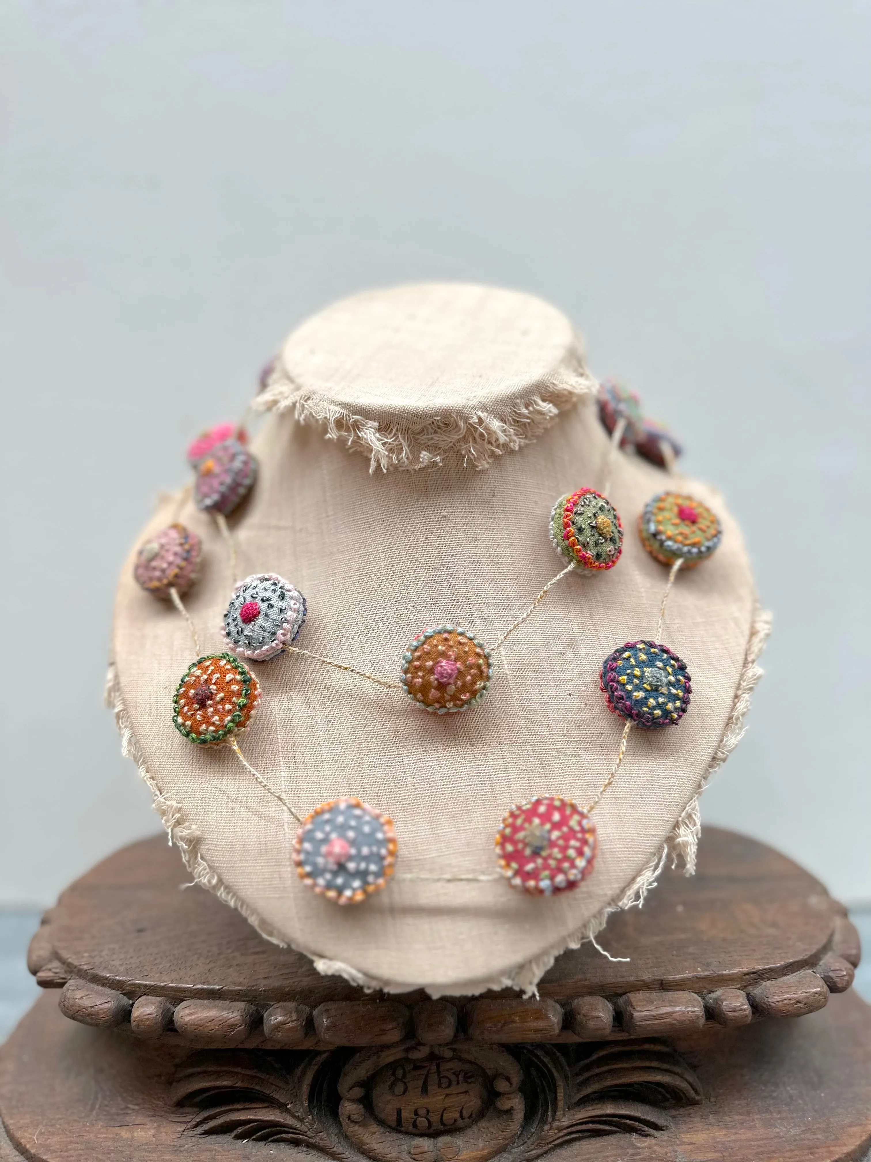 Sophie Digard Round Multi Bright Long Linen Necklace