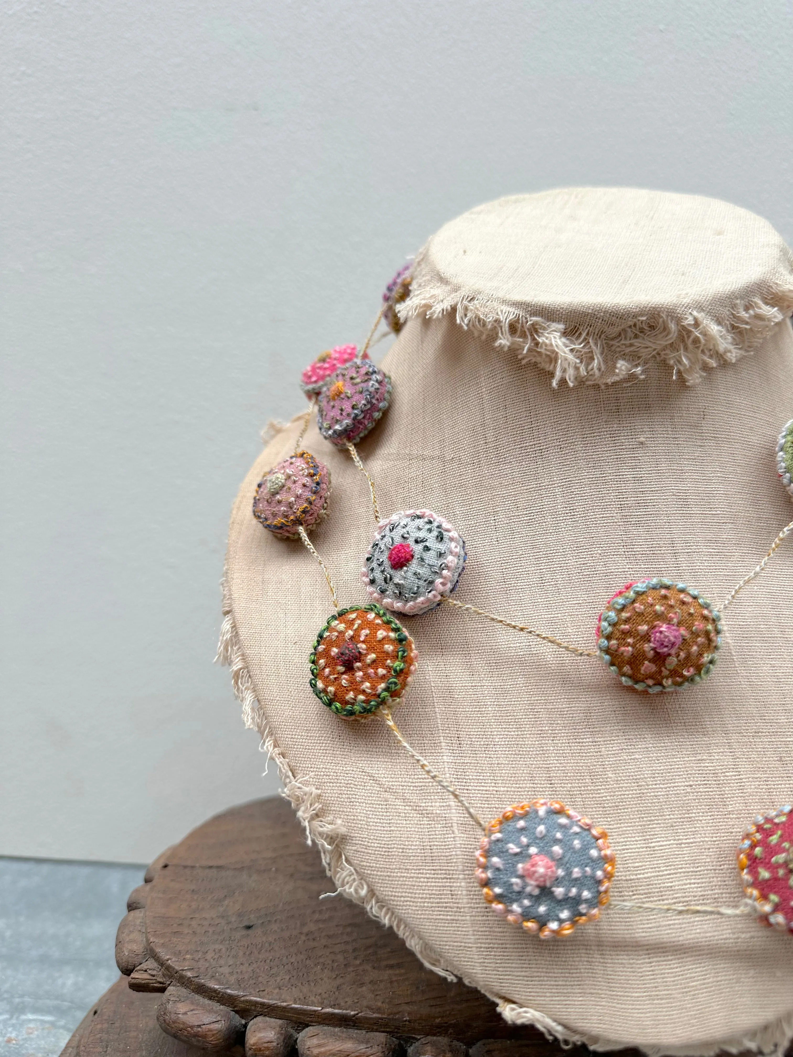 Sophie Digard Round Multi Bright Long Linen Necklace
