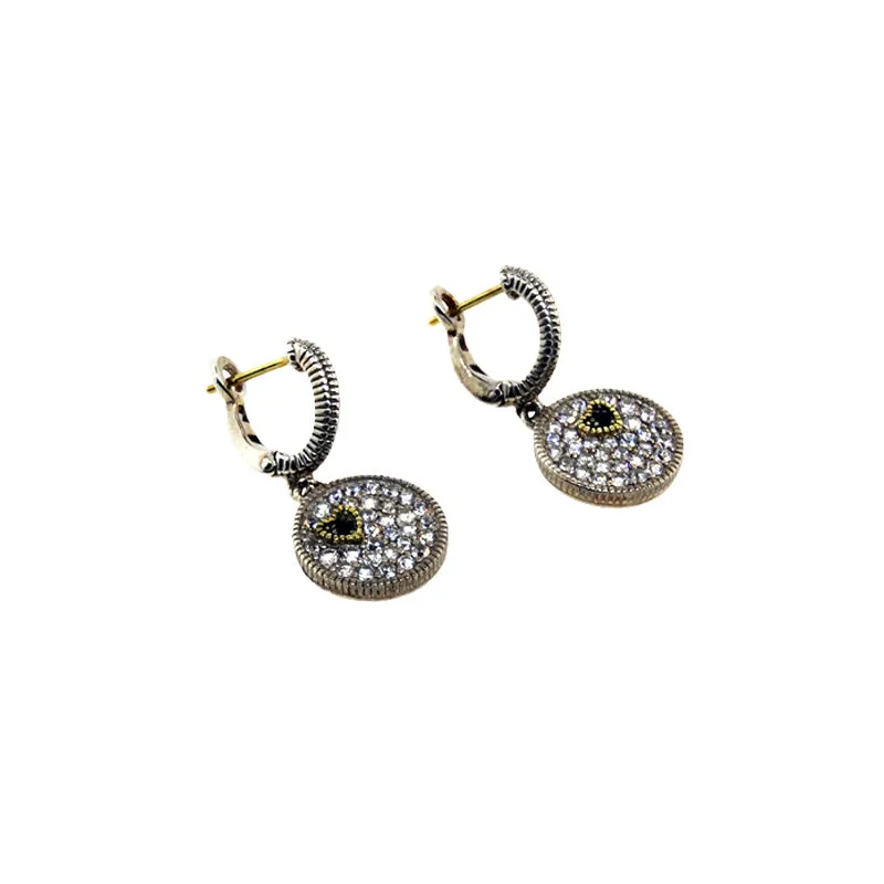 S/S White Sapphire Disc Earrings
