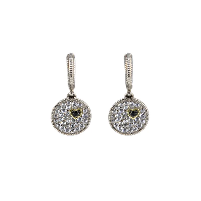 S/S White Sapphire Disc Earrings