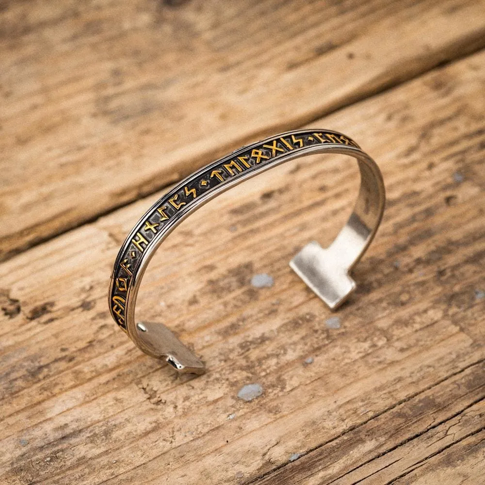 Stainless Steel Elder Futhark Rune Bracelet