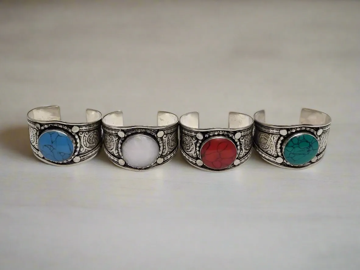 Stone Kuchi Tribal Boho Cuff - Small