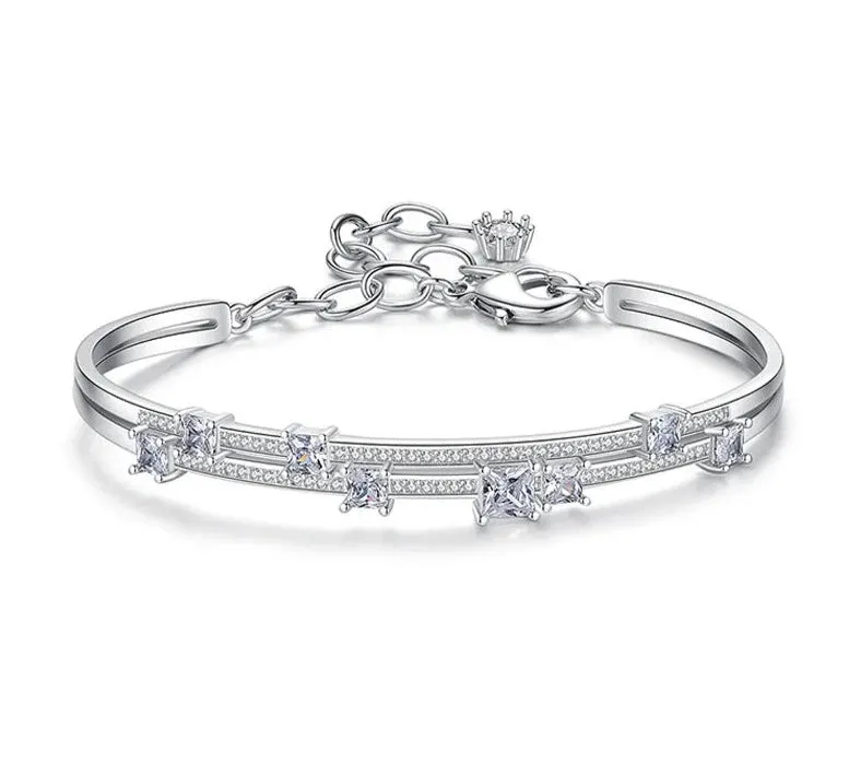 Stylish CZ Cuff Bangle Bracelet