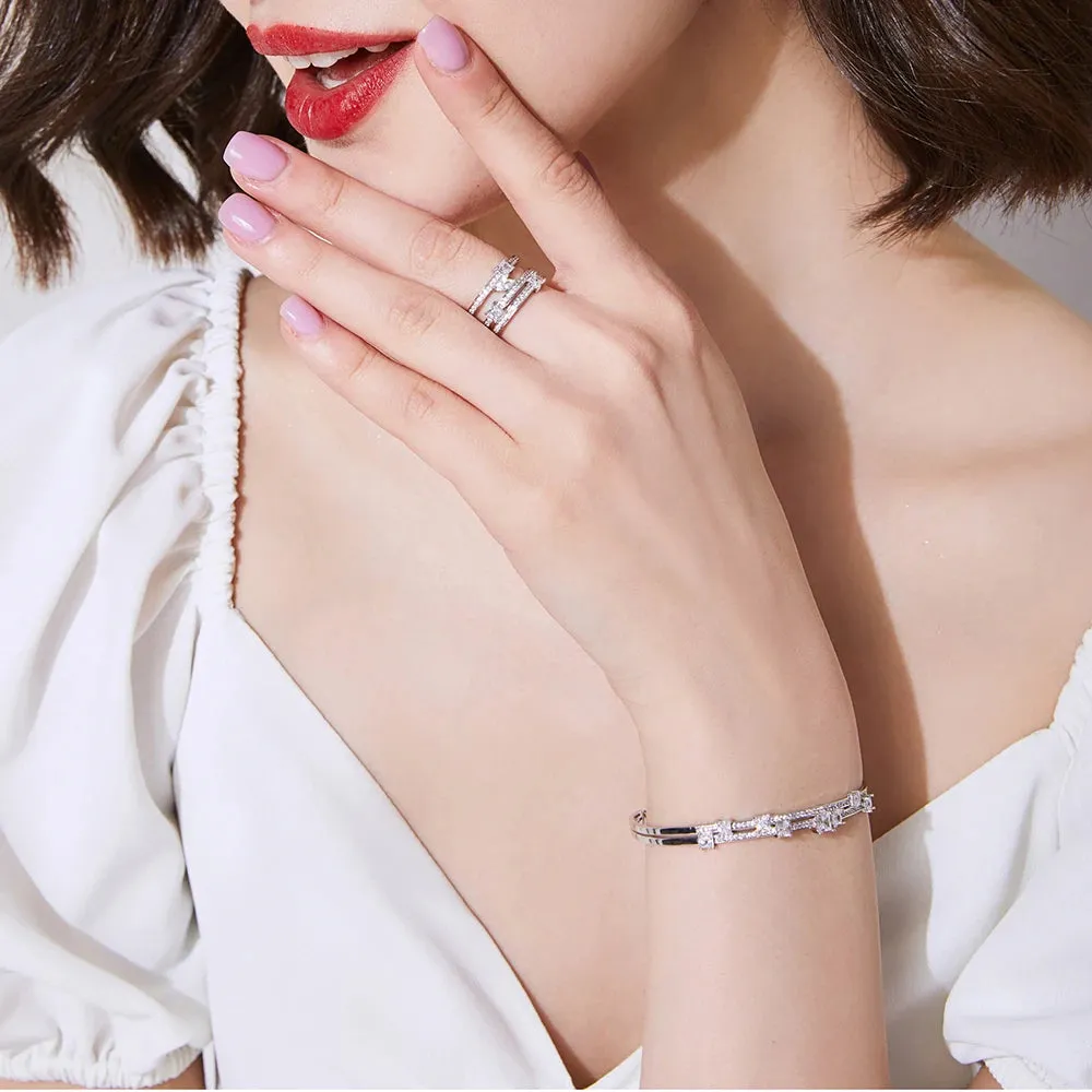 Stylish CZ Cuff Bangle Bracelet