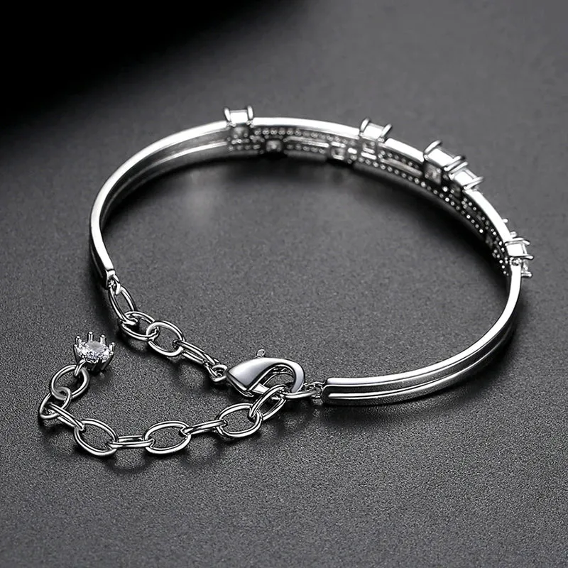 Stylish CZ Cuff Bangle Bracelet
