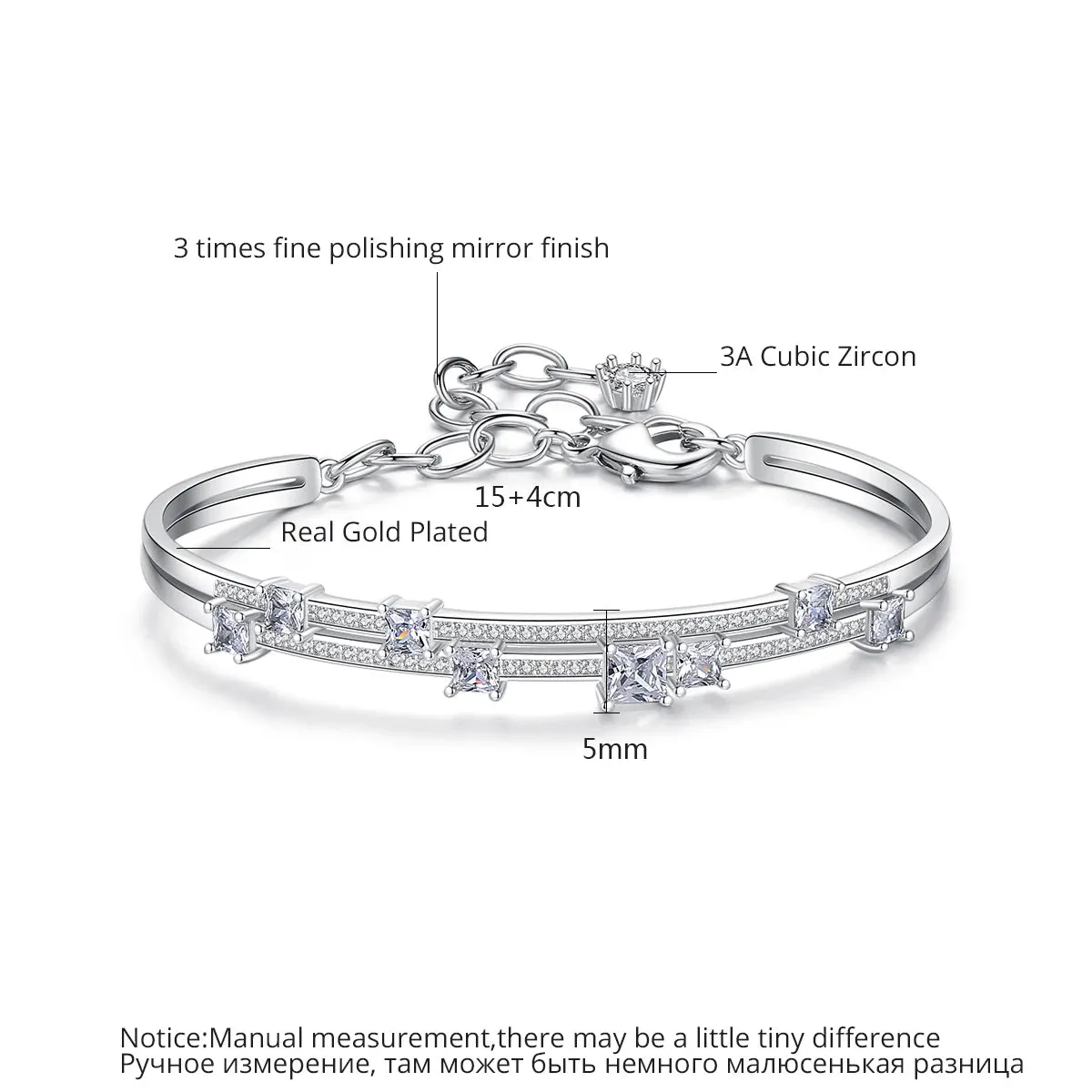 Stylish CZ Cuff Bangle Bracelet