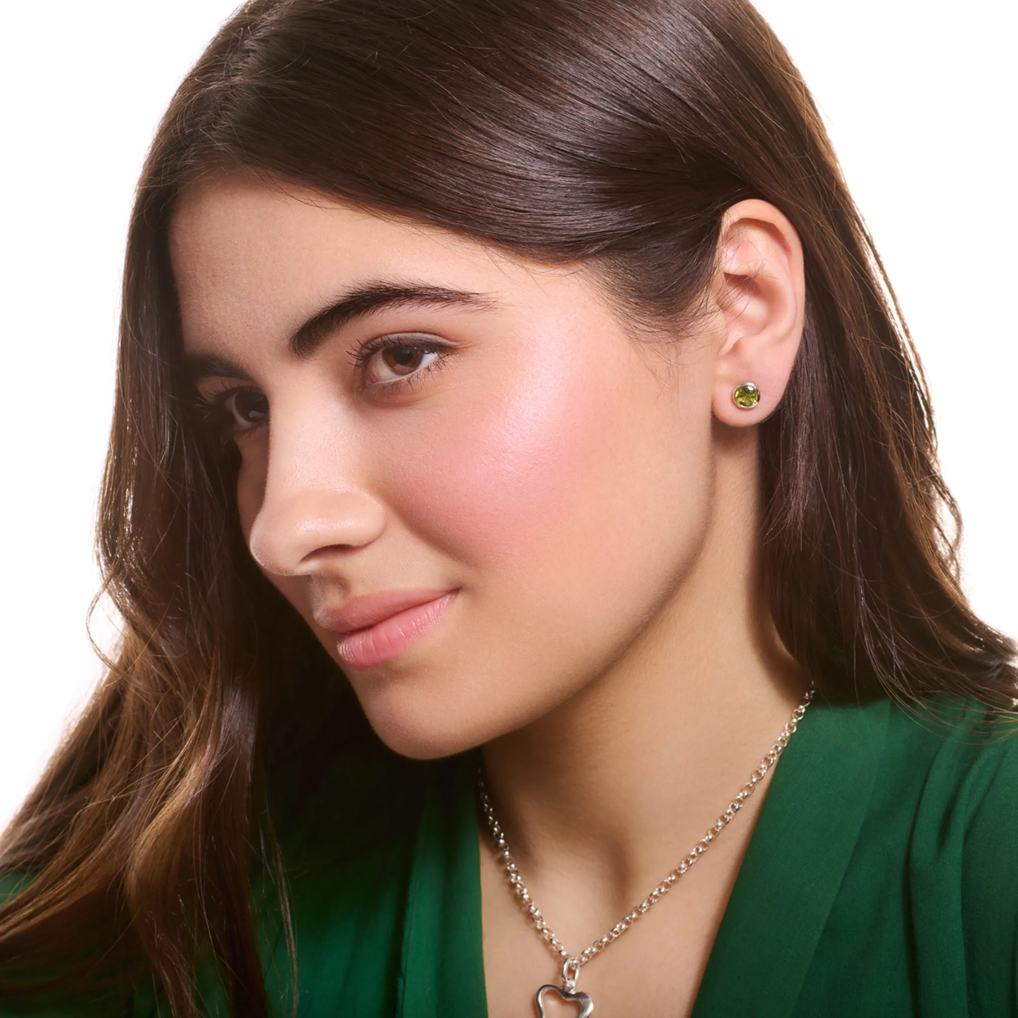 Theresa Stud Earrings Yellow Gold - Chrome Diopside