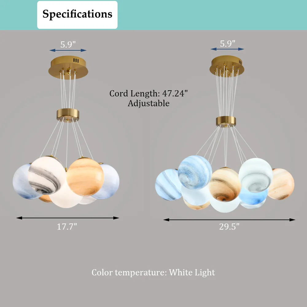 Unique Planet Chandelier- Aeyee Bubbles Ball Shape Pendant Light, Glass Hanging Light Fixture, Colorful Ceiling Chandelier