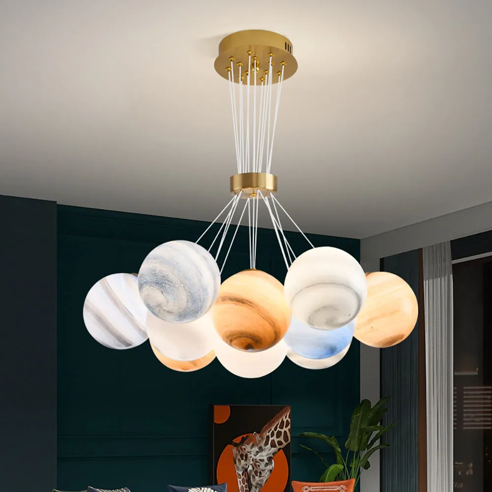Unique Planet Chandelier- Aeyee Bubbles Ball Shape Pendant Light, Glass Hanging Light Fixture, Colorful Ceiling Chandelier