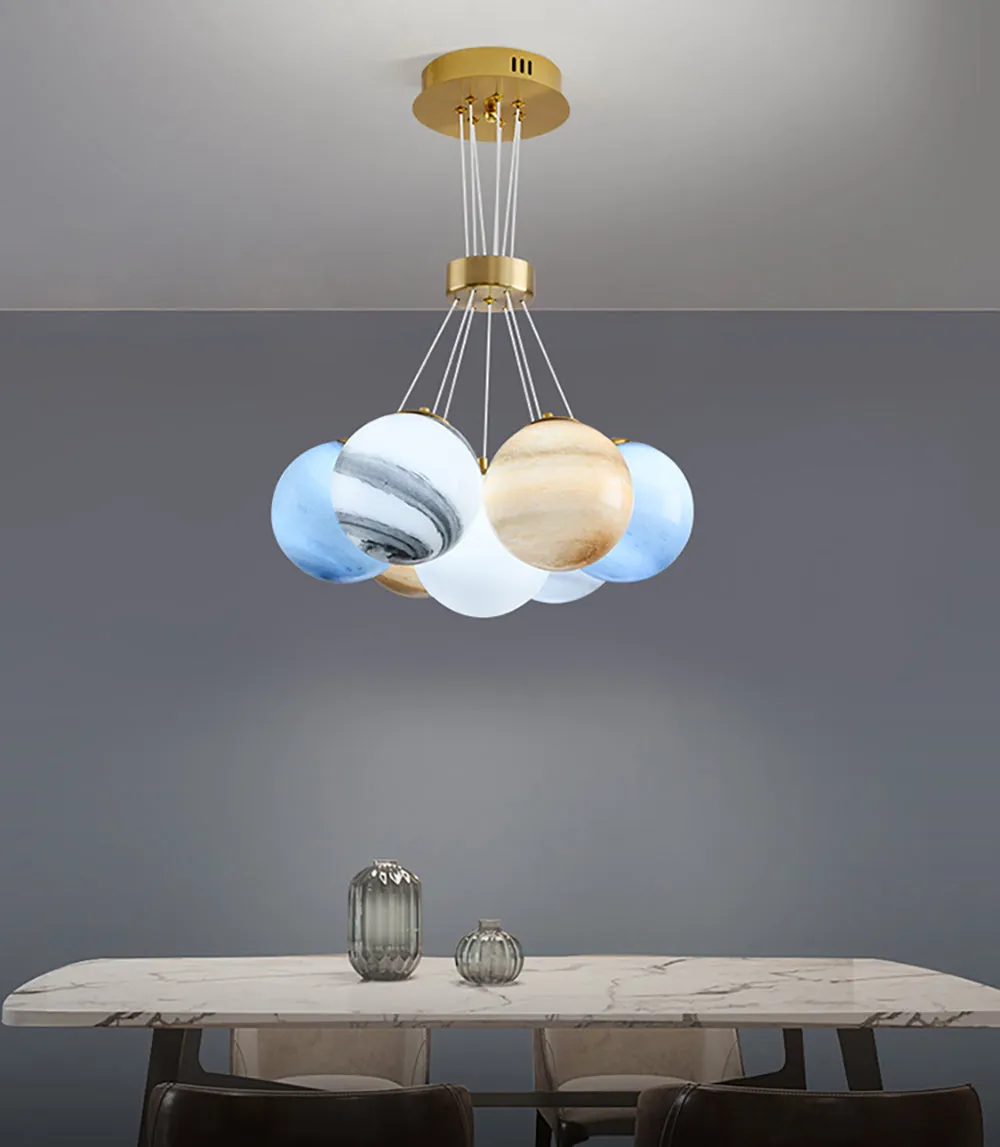 Unique Planet Chandelier- Aeyee Bubbles Ball Shape Pendant Light, Glass Hanging Light Fixture, Colorful Ceiling Chandelier