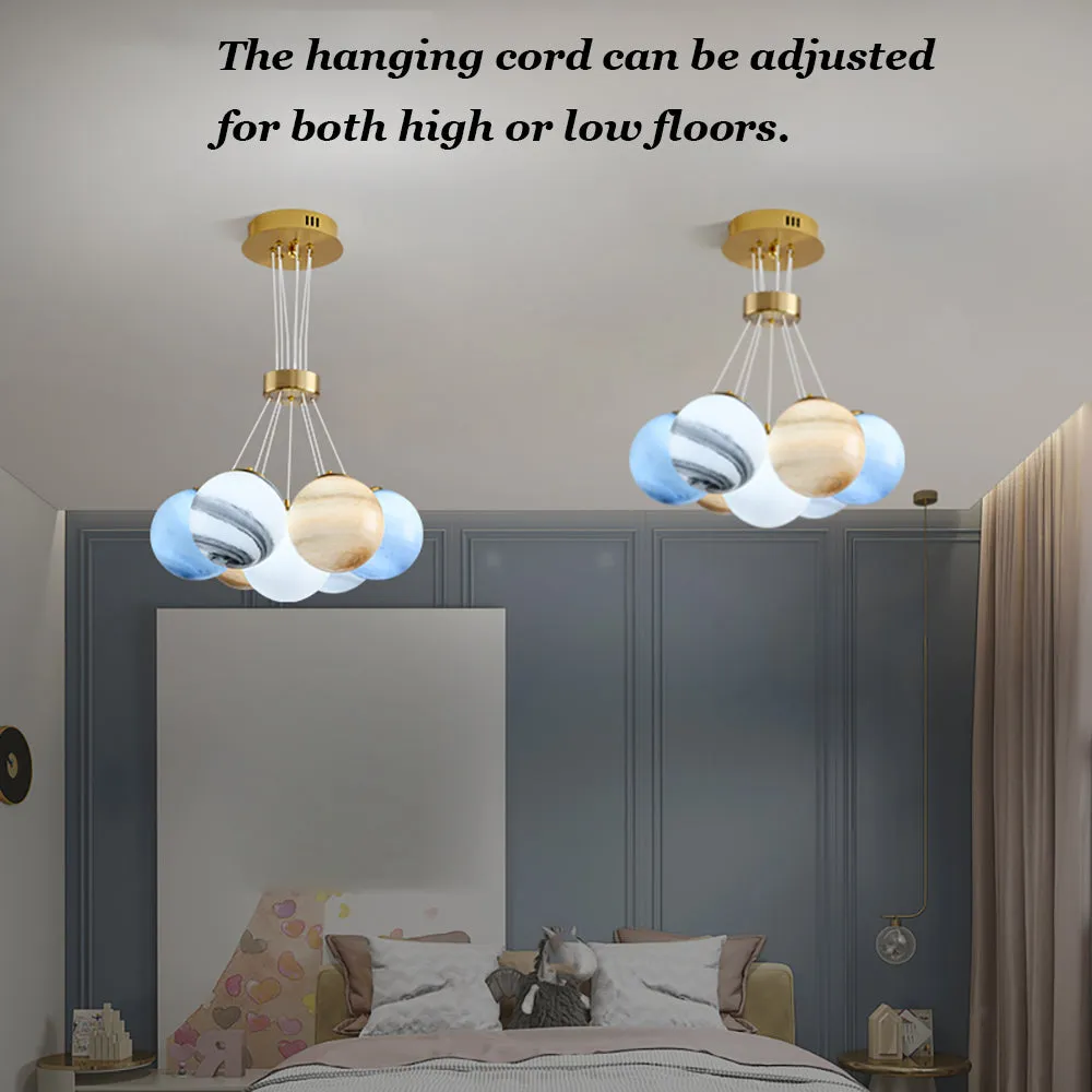 Unique Planet Chandelier- Aeyee Bubbles Ball Shape Pendant Light, Glass Hanging Light Fixture, Colorful Ceiling Chandelier