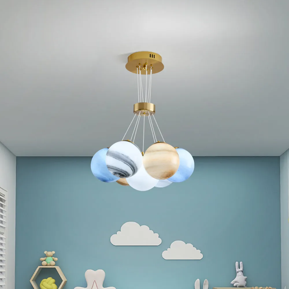 Unique Planet Chandelier- Aeyee Bubbles Ball Shape Pendant Light, Glass Hanging Light Fixture, Colorful Ceiling Chandelier