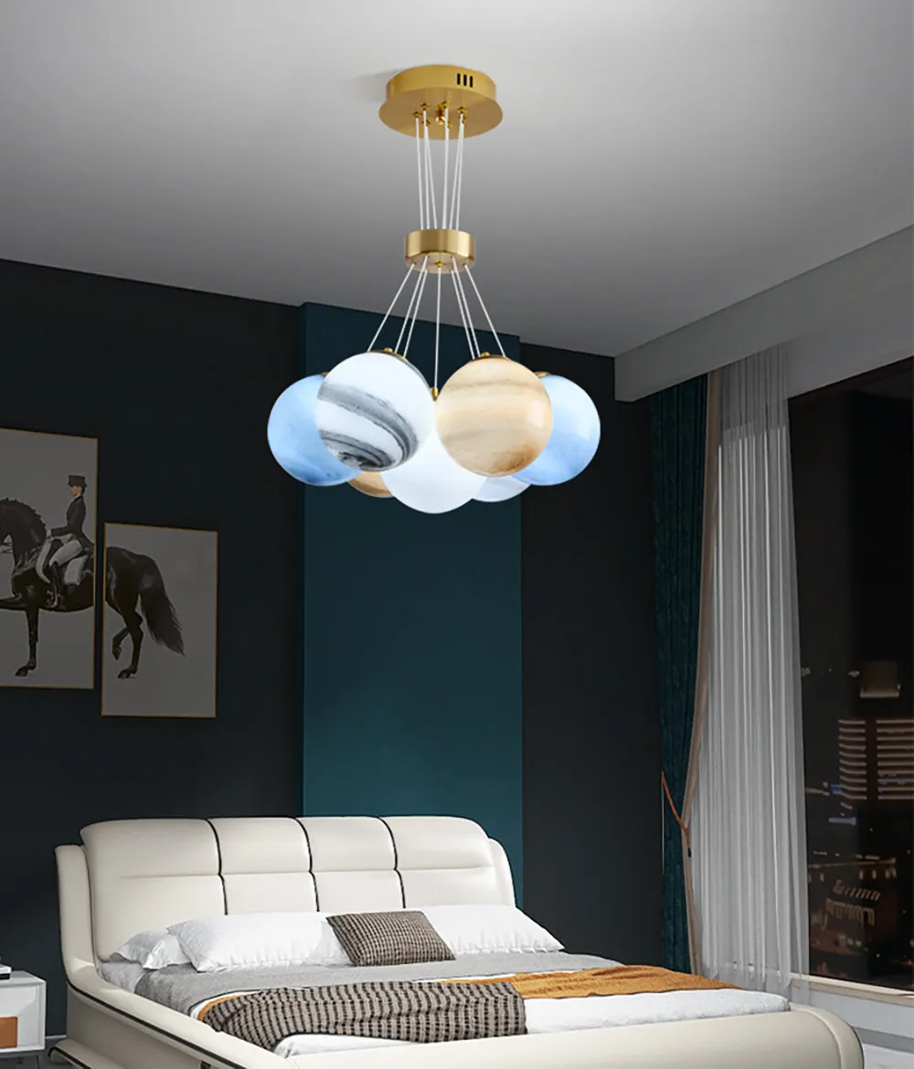 Unique Planet Chandelier- Aeyee Bubbles Ball Shape Pendant Light, Glass Hanging Light Fixture, Colorful Ceiling Chandelier