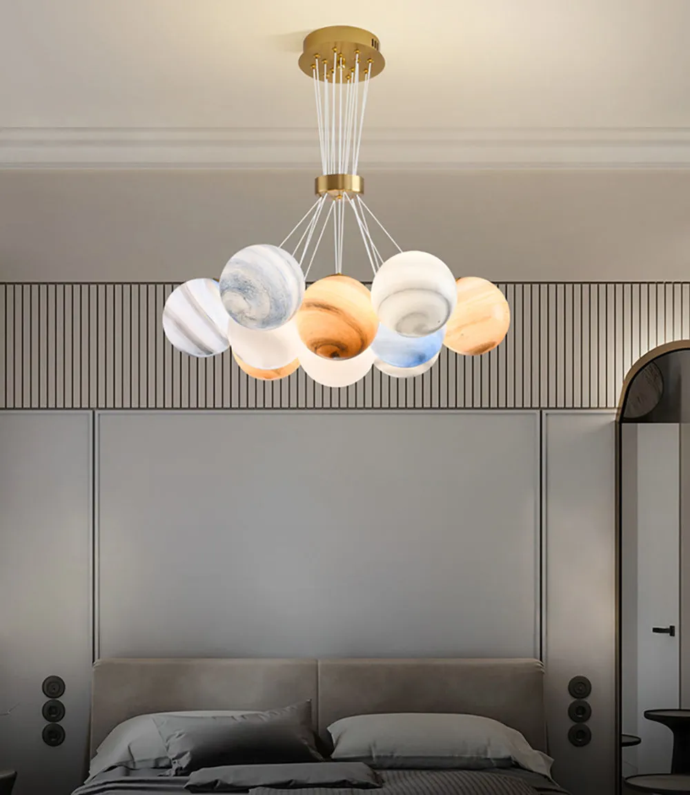 Unique Planet Chandelier- Aeyee Bubbles Ball Shape Pendant Light, Glass Hanging Light Fixture, Colorful Ceiling Chandelier
