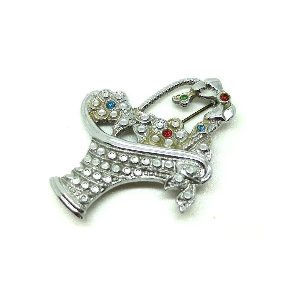 Vintage 1930's Basket of Flowers Brooch