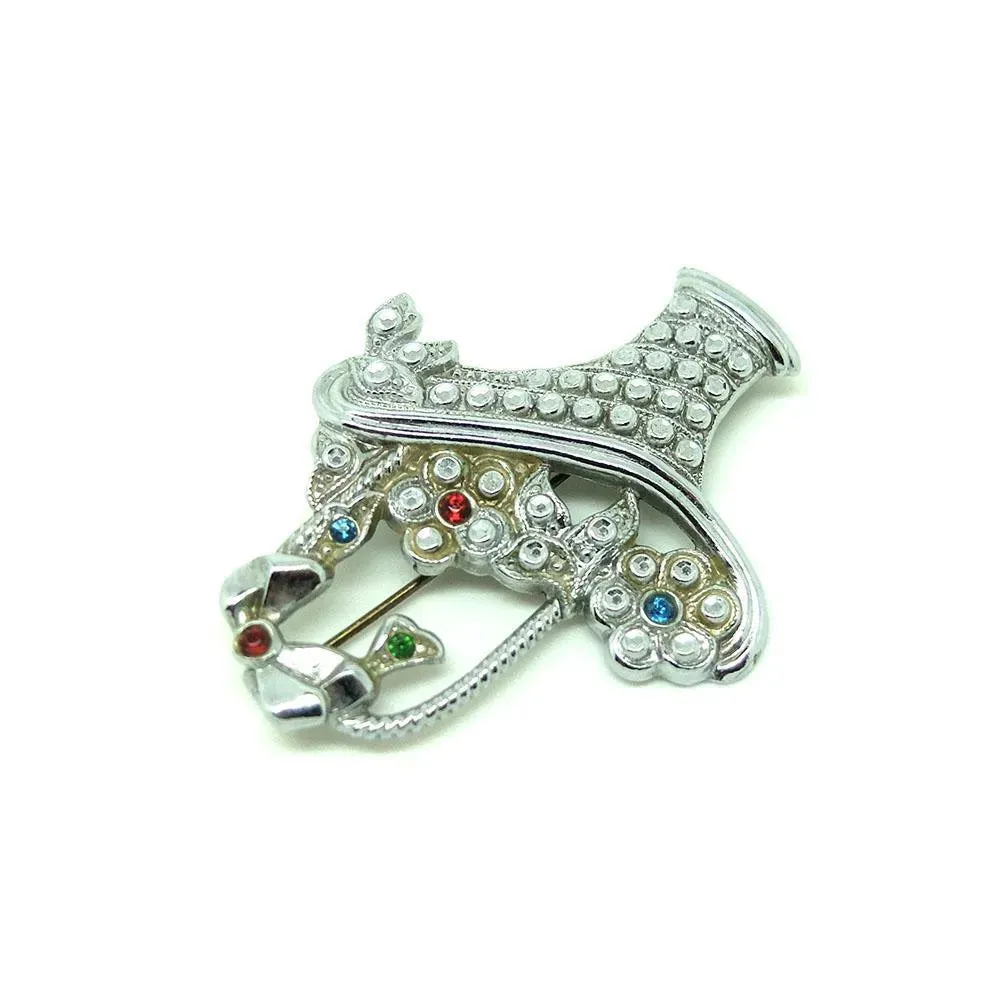 Vintage 1930's Basket of Flowers Brooch