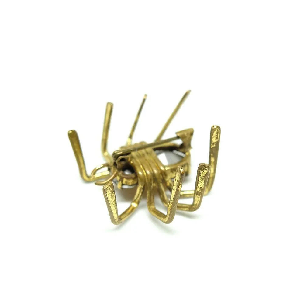 Vintage 1940s Amber Czech Glass Spider Brooch
