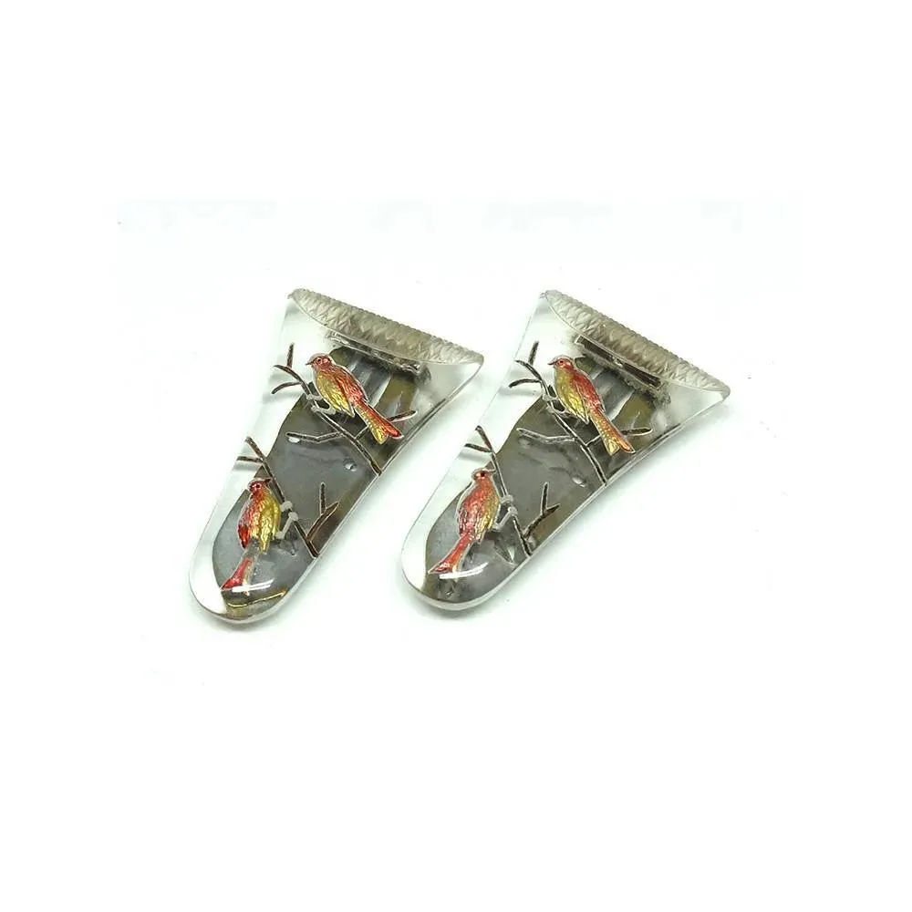 Vintage 1940s Bird Glass Dress Clips