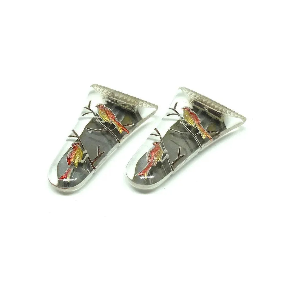 Vintage 1940s Bird Glass Dress Clips
