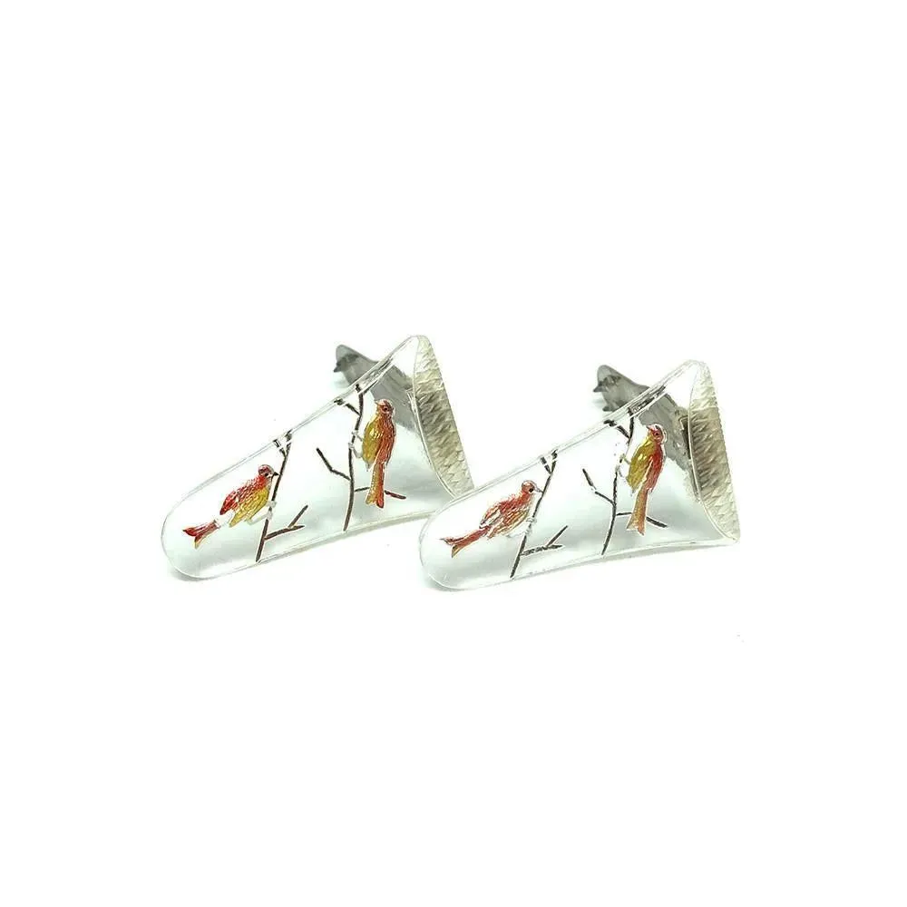 Vintage 1940s Bird Glass Dress Clips