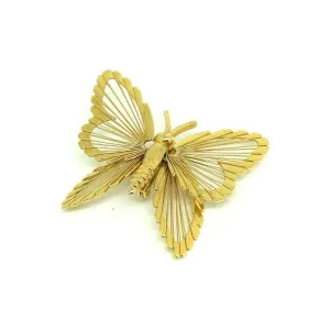 Vintage 1961 Spinneret Monet Gold Butterfly Brooch