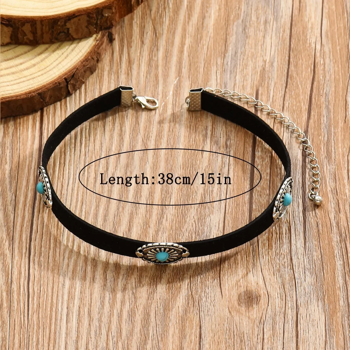 Western Turquoise Choker Necklace for Women Gothic Black Choker Necklaces Boho Summer Cowgirl Rodeo Country Concert Outfits Jewelry Accessories
