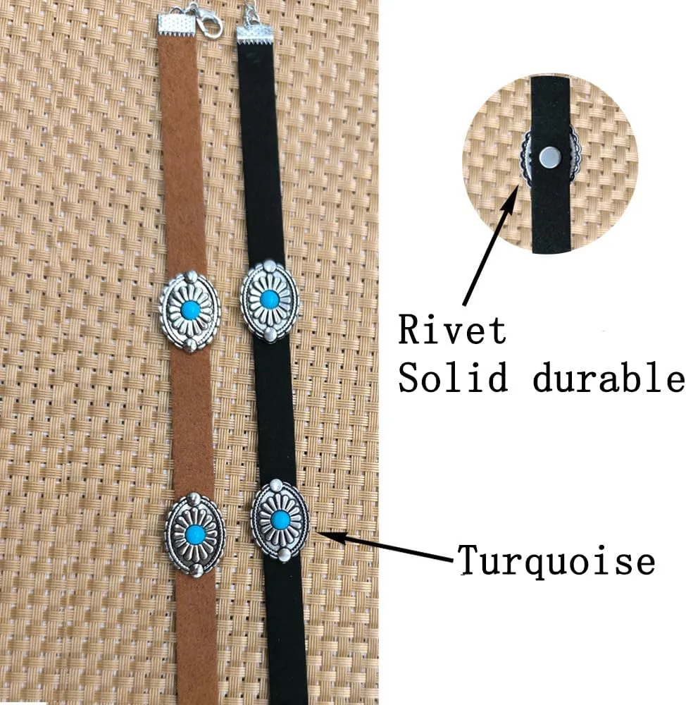 Western Turquoise Choker Necklace for Women Gothic Black Choker Necklaces Boho Summer Cowgirl Rodeo Country Concert Outfits Jewelry Accessories
