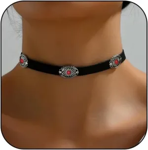 Western Turquoise Choker Necklace for Women Gothic Black Choker Necklaces Boho Summer Cowgirl Rodeo Country Concert Outfits Jewelry Accessories