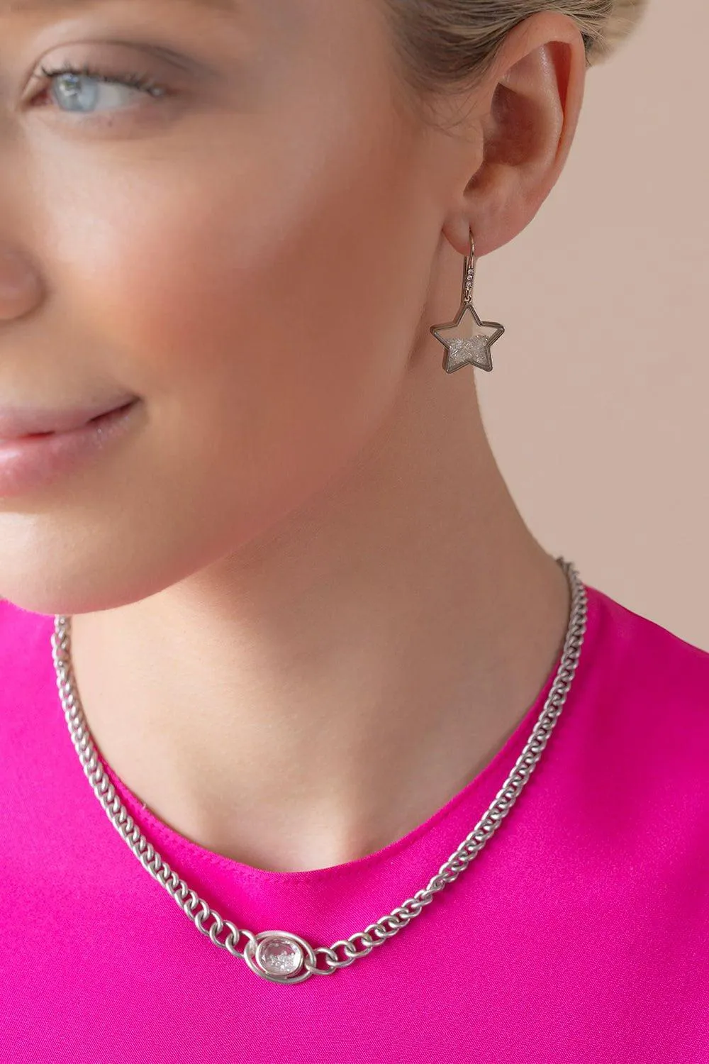 White Sapphire Baby Star Shaker Earrings