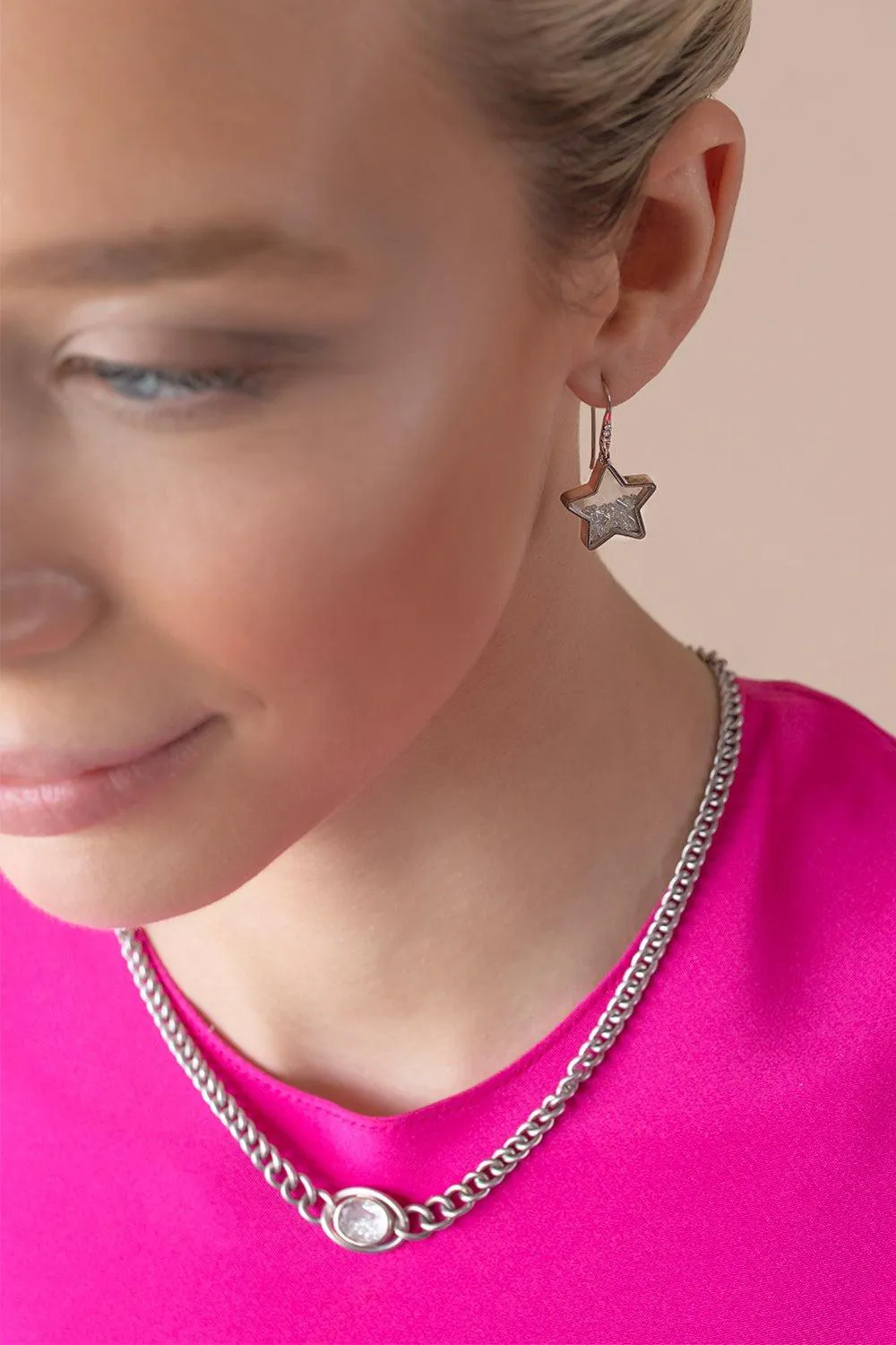 White Sapphire Baby Star Shaker Earrings