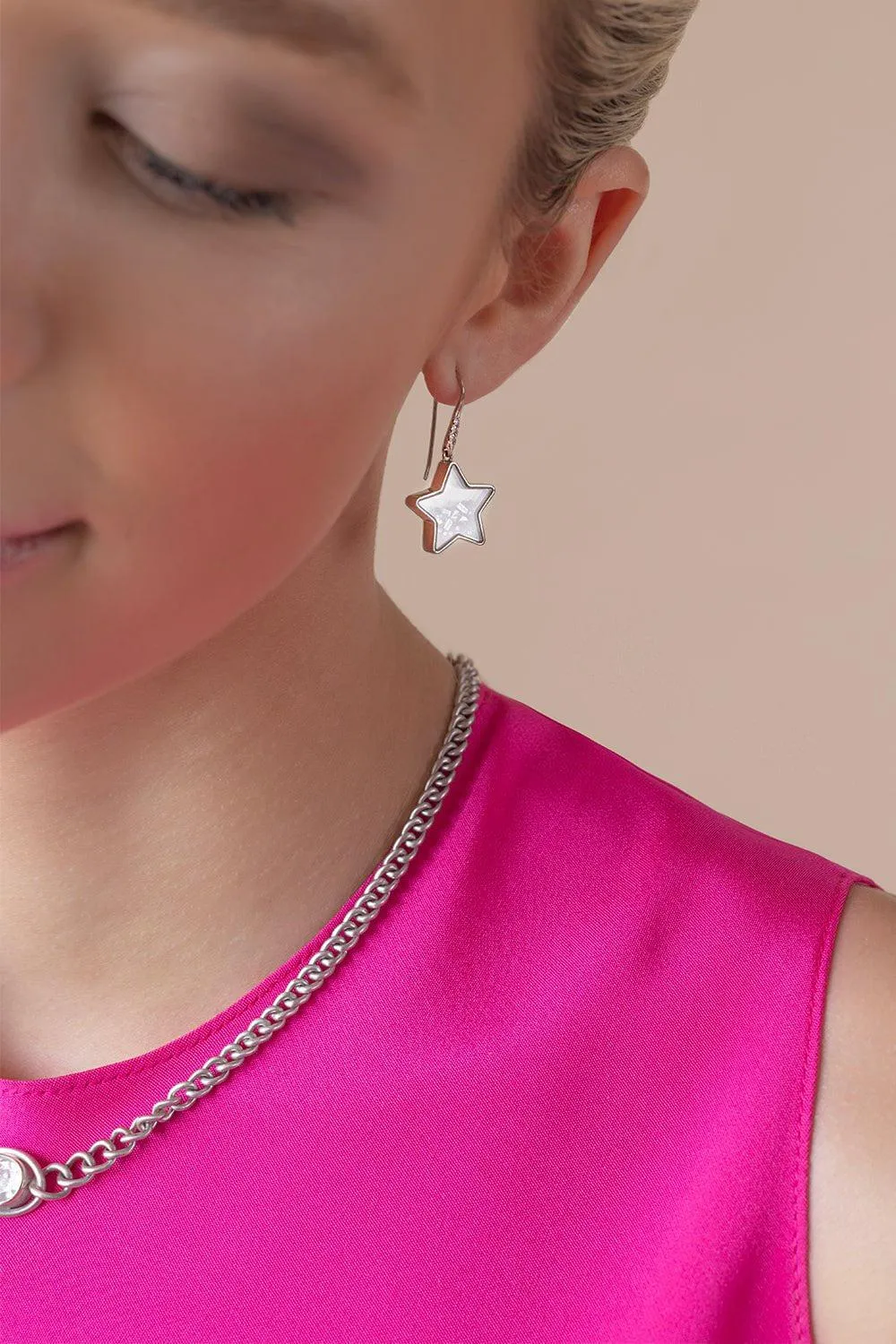 White Sapphire Baby Star Shaker Earrings