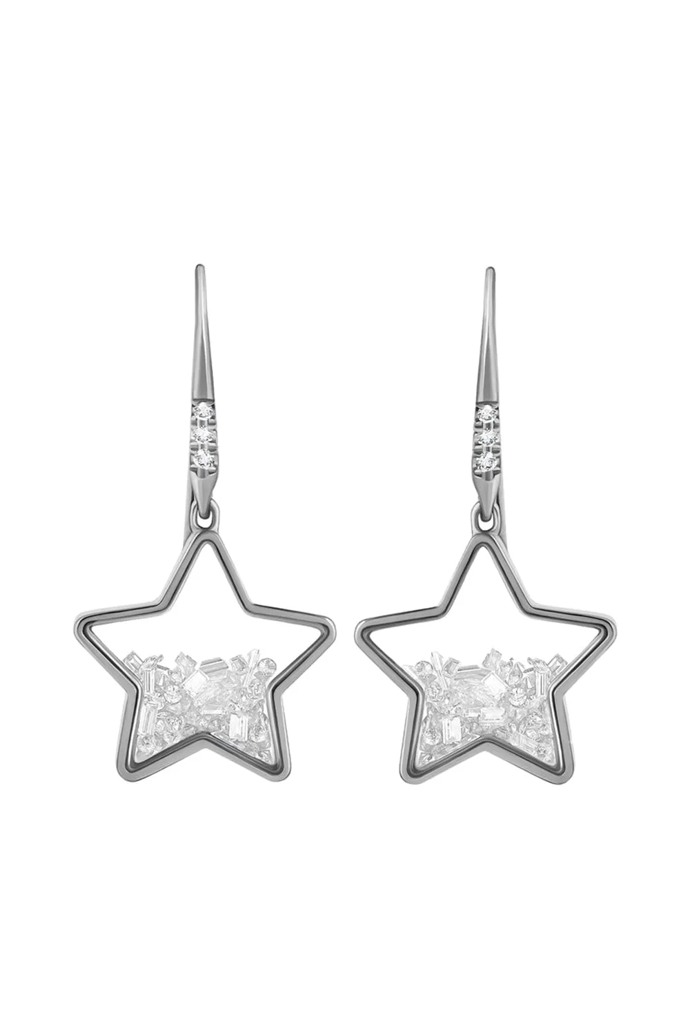 White Sapphire Baby Star Shaker Earrings