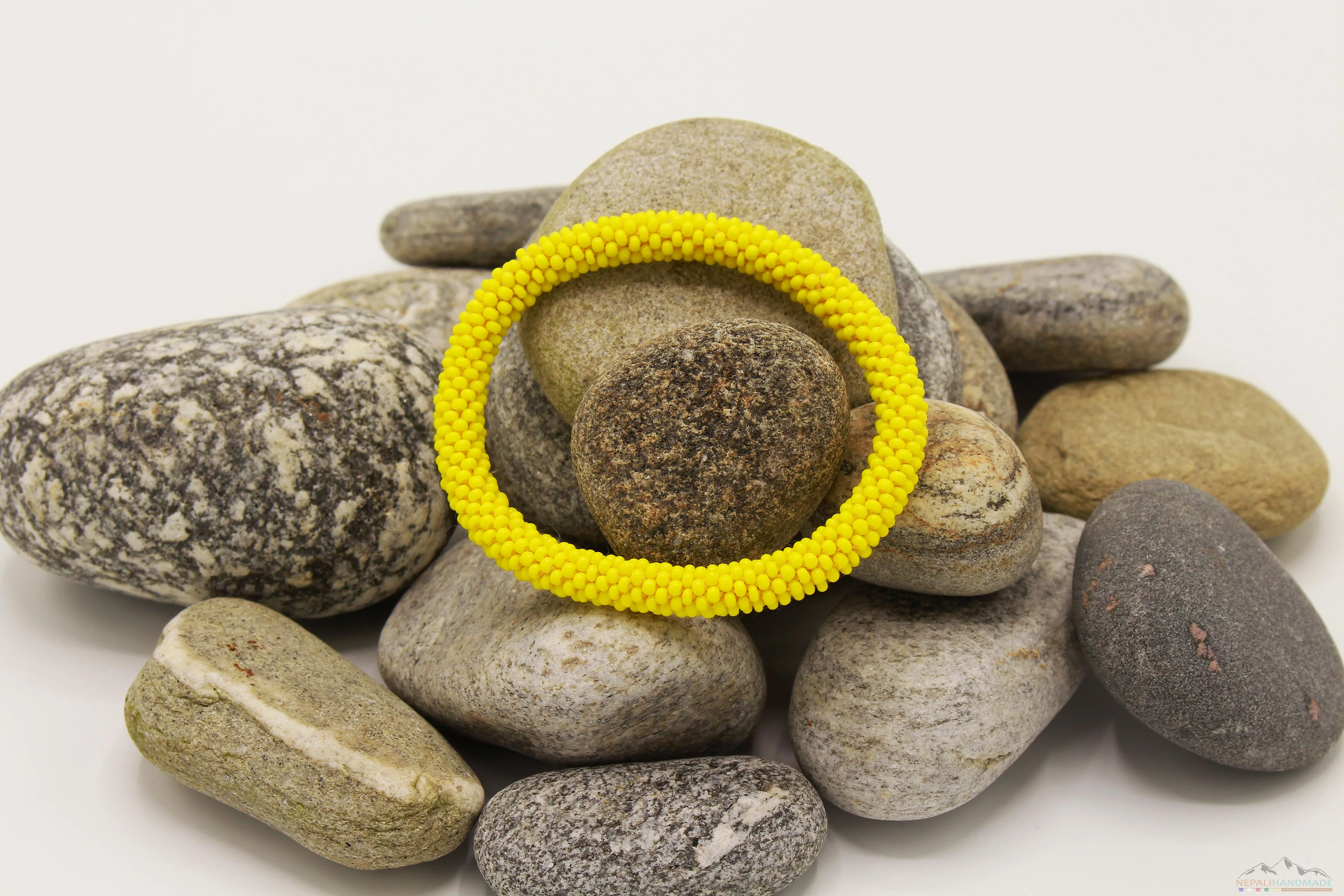 Yellow Glass Beads Roll On Bracelets